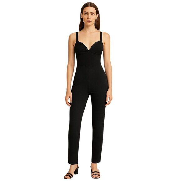Zara X-Small Black Bustier Jumpsuit Pull-on Slim Straps Soft Stretch Bodycon - Picture 1 of 16